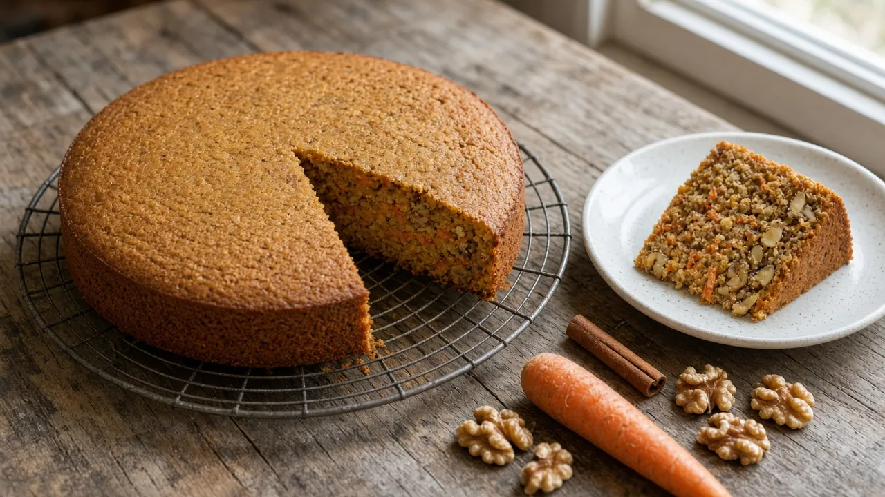 Gluten-free spiced carrot cake on a plate