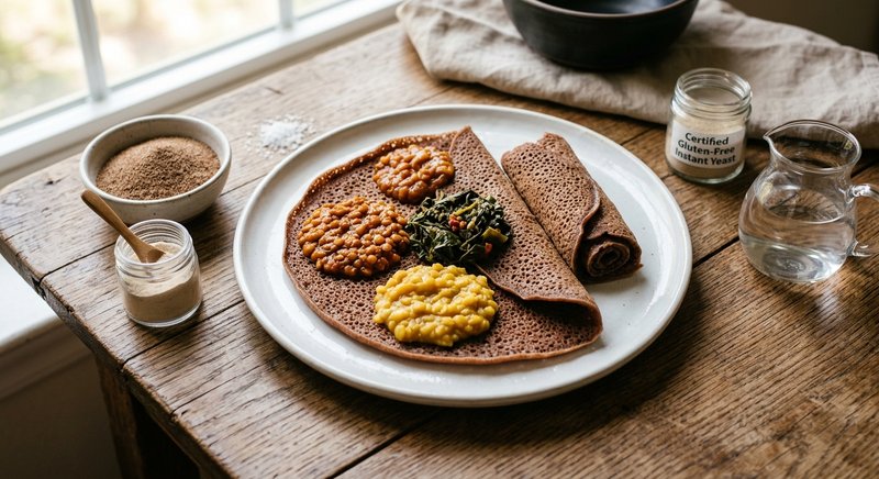 Gluten-Free Teff Injera — baking recipe, serves 4