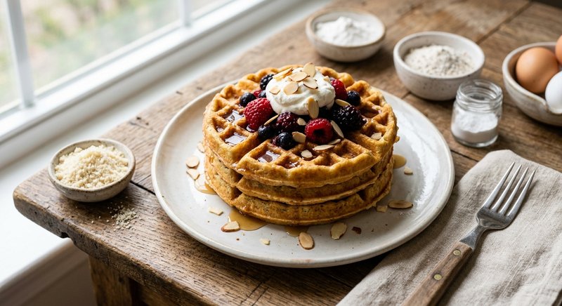 Gluten-Free Almond Flour Waffles — breakfast recipe, serves 4