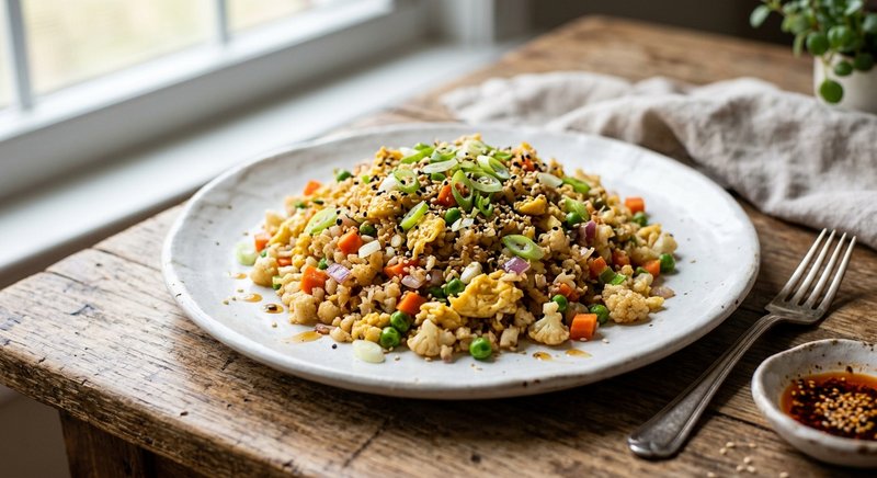 Gluten-Free Cauliflower Egg Fried Rice — breakfast recipe, serves 4