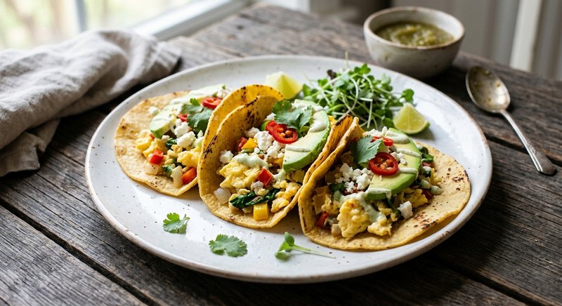Gluten-Free Egg and Veggie Breakfast Tacos — breakfast recipe, serves 4