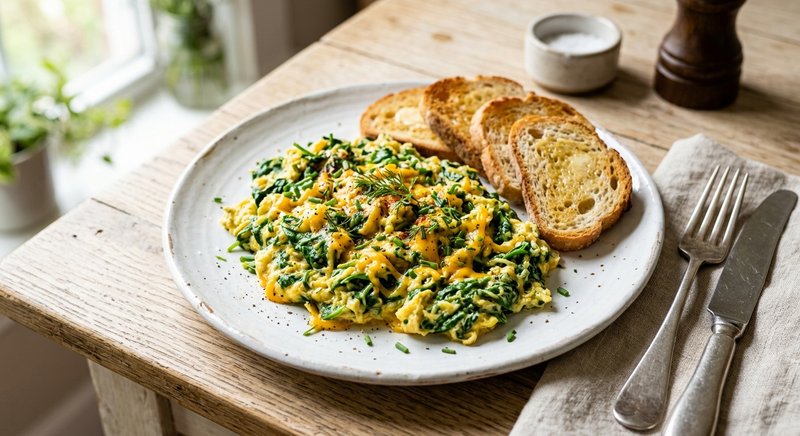 Gluten-Free Green Eggs Scramble — breakfast recipe, serves 4