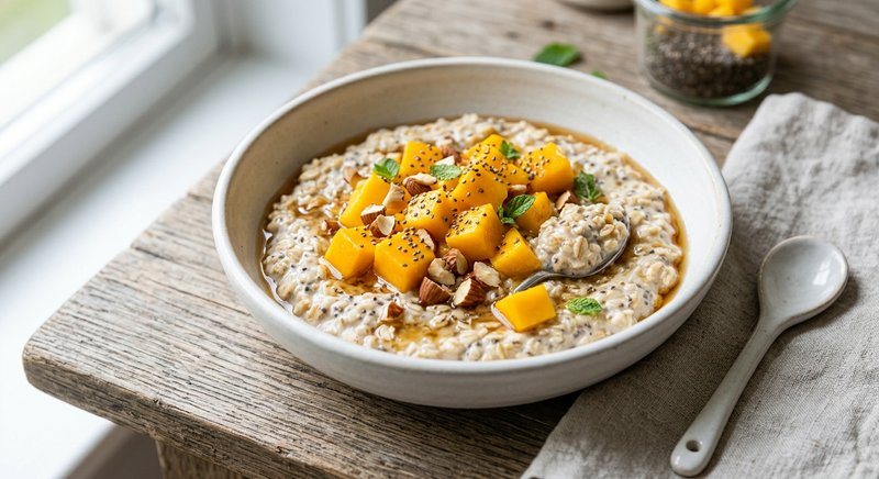 Gluten-Free Mango Overnight Oats — breakfast recipe, serves 4