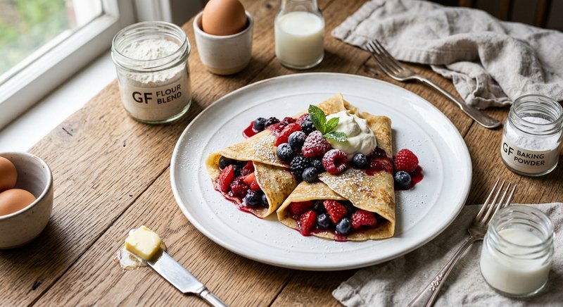 Gluten-Free Mixed Berry Crepes — breakfast recipe, serves 4