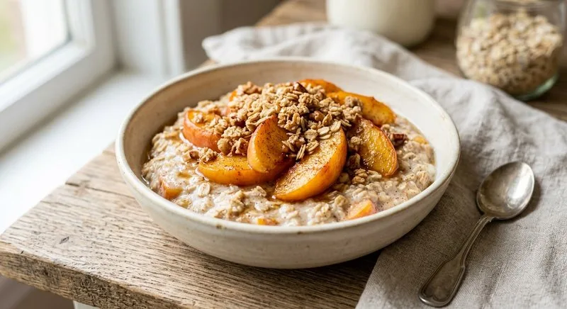 Gluten-Free Peach Cobbler Overnight Oats