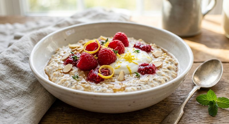 Gluten-Free Raspberry Lemon Overnight Oats — breakfast recipe, serves 4