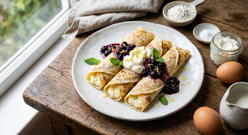 Gluten-Free Ricotta Lemon Crepes — breakfast recipe, serves 4
