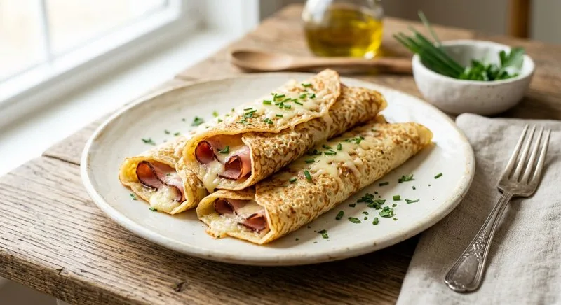 Gluten-Free Savory Crepes with Ham and Cheese