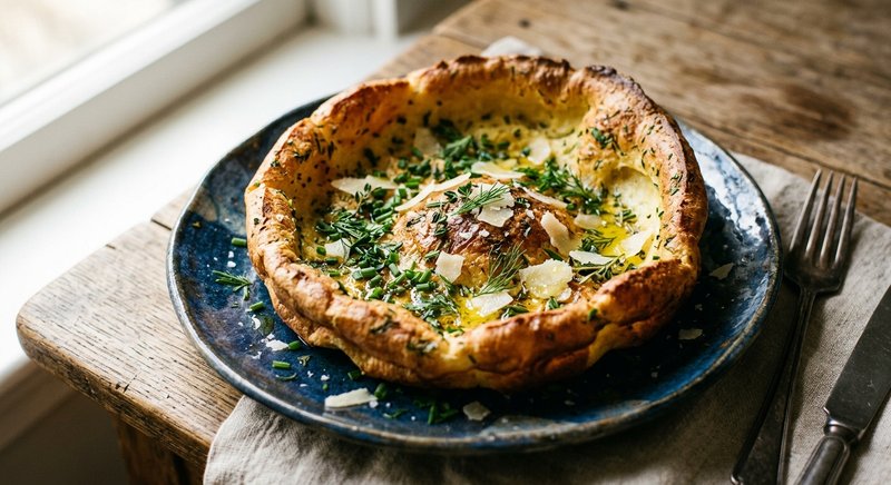 Gluten-Free Savory Dutch Baby with Herbs — breakfast recipe, serves 4
