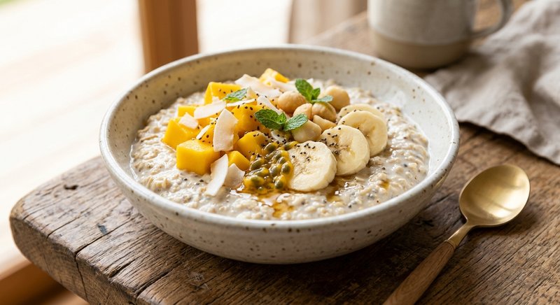 Gluten-Free Tropical Overnight Oats — breakfast recipe, serves 4