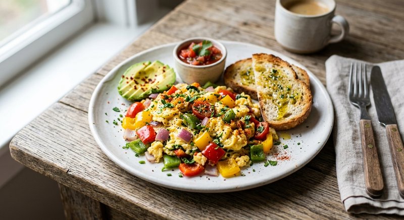 Gluten-Free Veggie Breakfast Scramble — breakfast recipe, serves 4