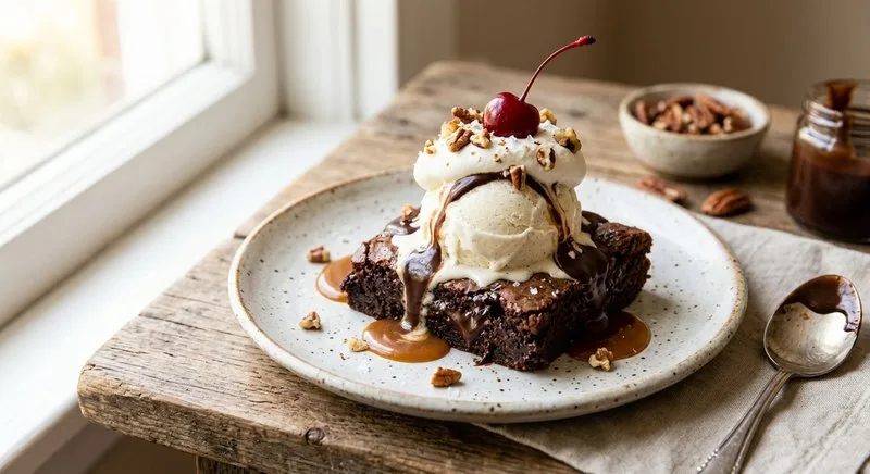 Gluten-Free Brownie Ice Cream Sundae