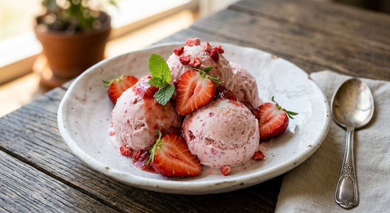 Gluten-Free Strawberry Ice Cream — desserts recipe, serves 4