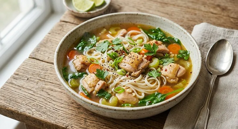 Gluten-Free Chicken Soup with Rice Noodles