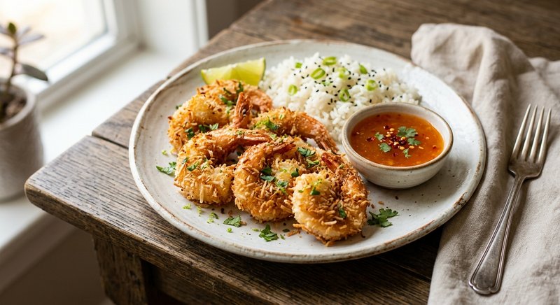 Gluten-Free Coconut Shrimp — dinner recipe, serves 4
