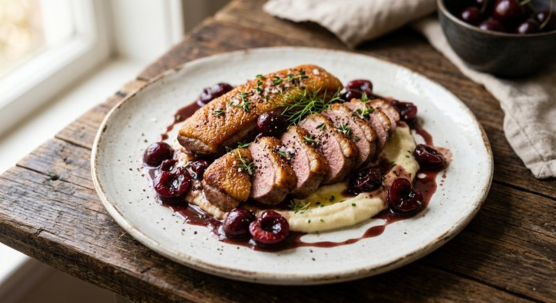 Gluten-Free Duck Breast with Cherry Sauce — dinner recipe, serves 4