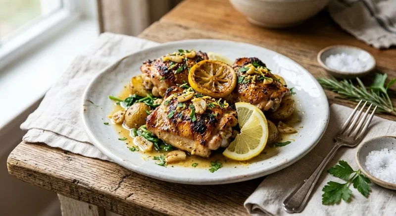 Gluten-Free Lemon Garlic Chicken Thighs