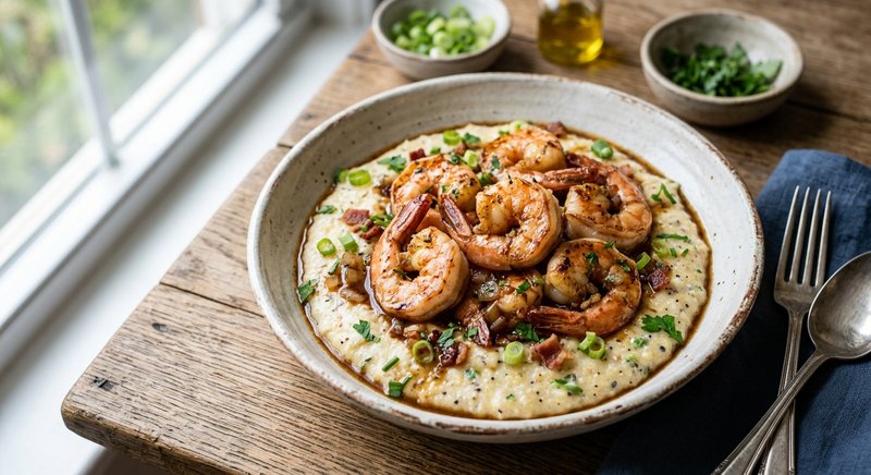 Gluten-Free Shrimp and Grits — dinner recipe, serves 4