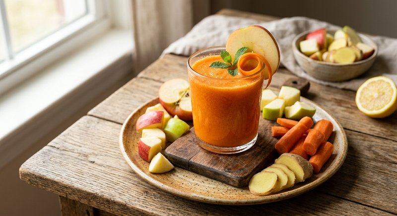 Gluten-Free Apple Carrot Ginger Juice — drinks and smoothies recipe, serves 2