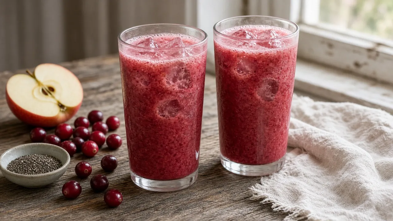 Gluten-free cranberry apple juice on a plate