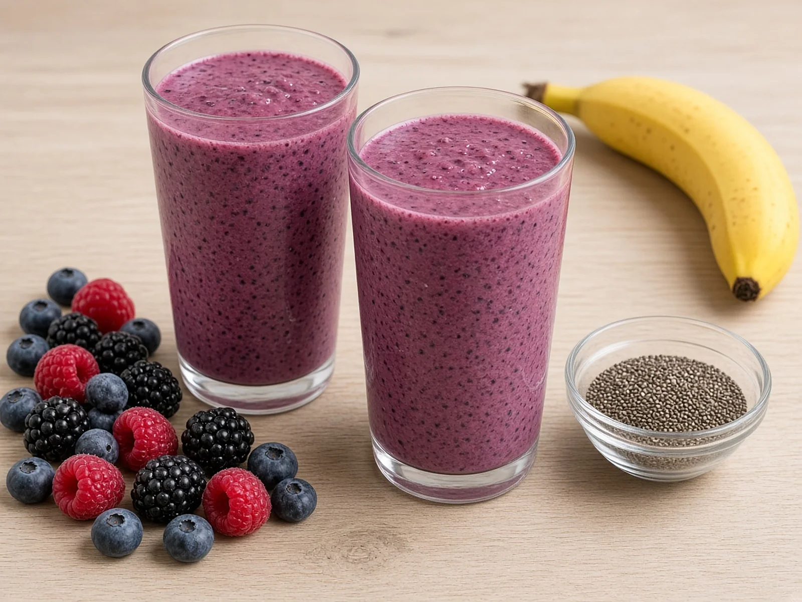 Gluten-free overnight chia smoothie on a plate