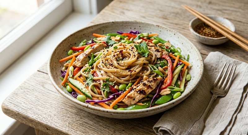 Gluten-Free Asian Sesame Noodle Salad — lunch recipe, serves 4