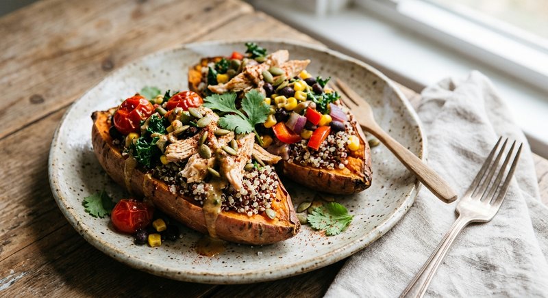 Gluten-Free Baked Sweet Potato Bowl — lunch recipe, serves 4