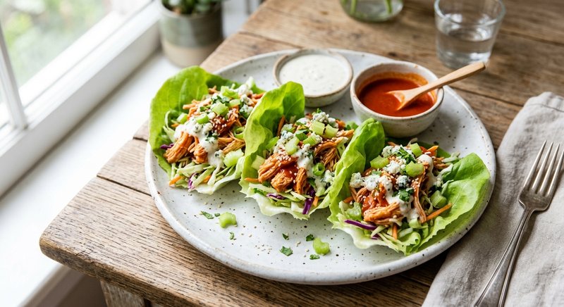 Gluten-Free Buffalo Chicken Lettuce Wraps — lunch recipe, serves 4