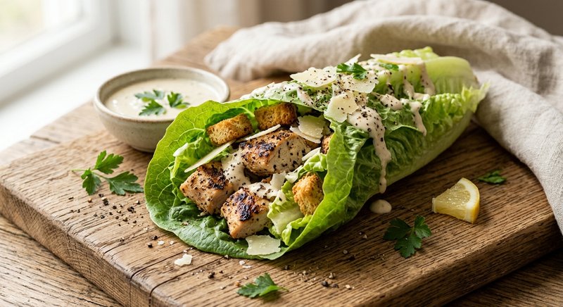 Gluten-Free Chicken Caesar Wrap in Lettuce — lunch recipe, serves 4