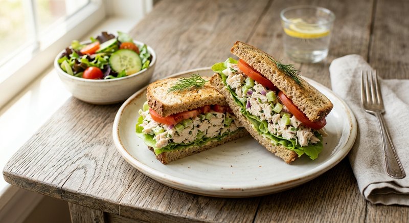 Gluten-Free Chicken Salad Sandwich on Bread — lunch recipe, serves 4