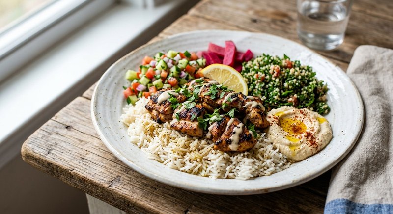 Gluten-Free Chicken Shawarma Rice Bowl — lunch recipe, serves 4
