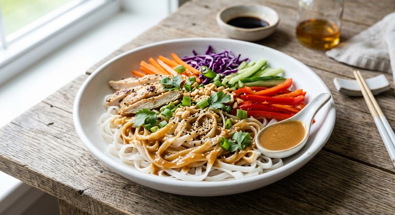 Gluten-Free Cold Sesame Noodle Bowl — lunch recipe, serves 4