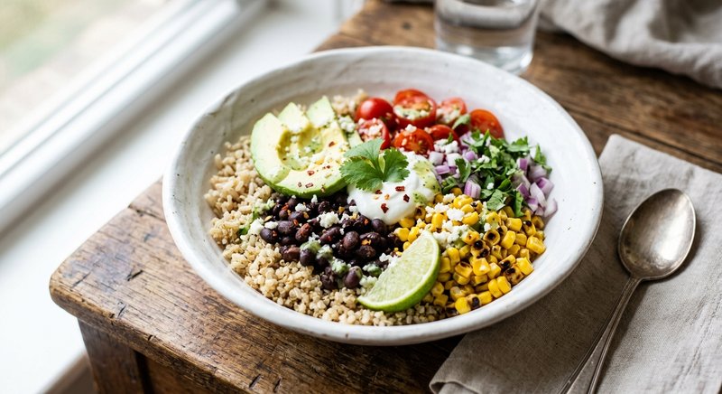 Gluten-Free Corn and Black Bean Bowl — lunch recipe, serves 4