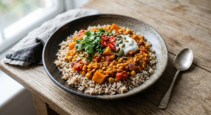 Gluten-Free Curry Lentil Bowl — lunch recipe, serves 4