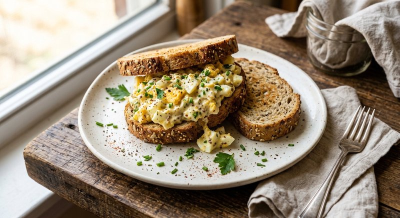 Gluten-Free Egg Salad on Bread — lunch recipe, serves 4