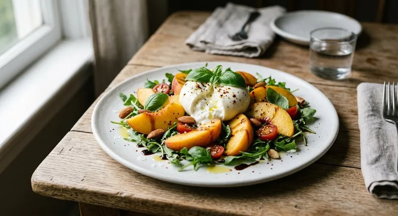 Gluten-Free Peach and Burrata Salad