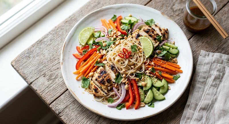 Gluten-Free Rice Noodle Salad — lunch recipe, serves 4