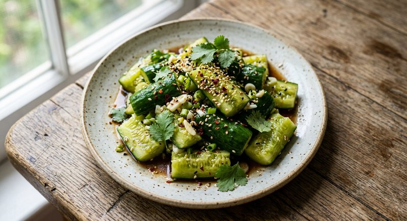 Gluten-Free Smashed Cucumber Salad — lunch recipe, serves 4