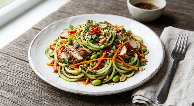 Gluten-Free Spicy Cucumber Noodle Salad — lunch recipe, serves 4
