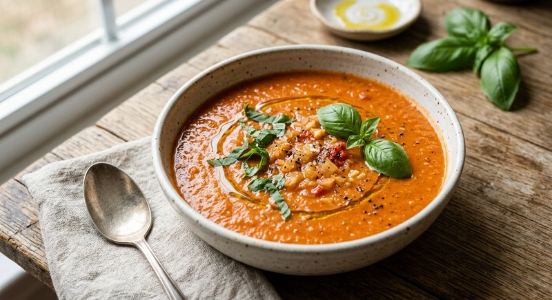 Gluten-Free Tomato Basil Soup — lunch recipe, serves 4