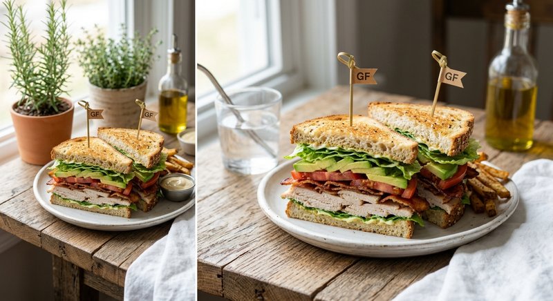 Gluten-Free Turkey Club on Bread — lunch recipe, serves 4