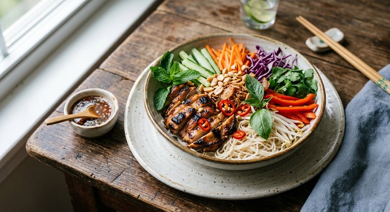 Gluten-Free Vietnamese Rice Noodle Bowl — lunch recipe, serves 4