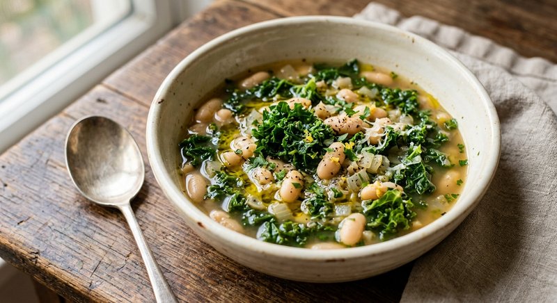 Gluten-Free White Bean and Kale Soup — lunch recipe, serves 4