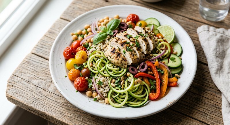 Gluten-Free Zucchini Noodle Bowl — lunch recipe, serves 4