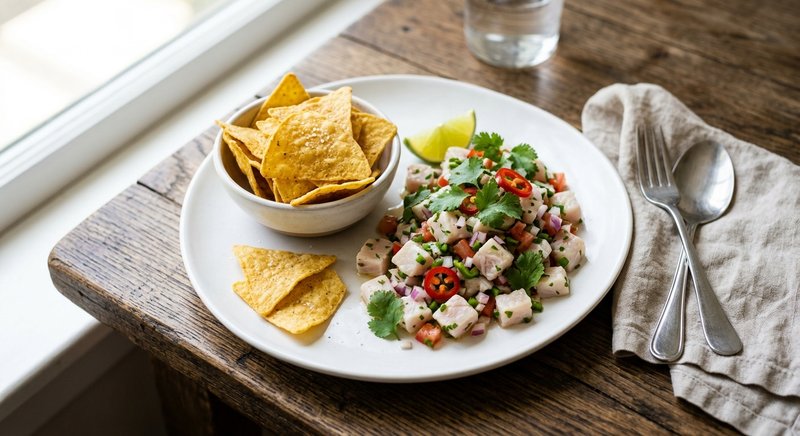 Gluten-Free Ceviche with Corn Chips — party and appetizers recipe, serves 8
