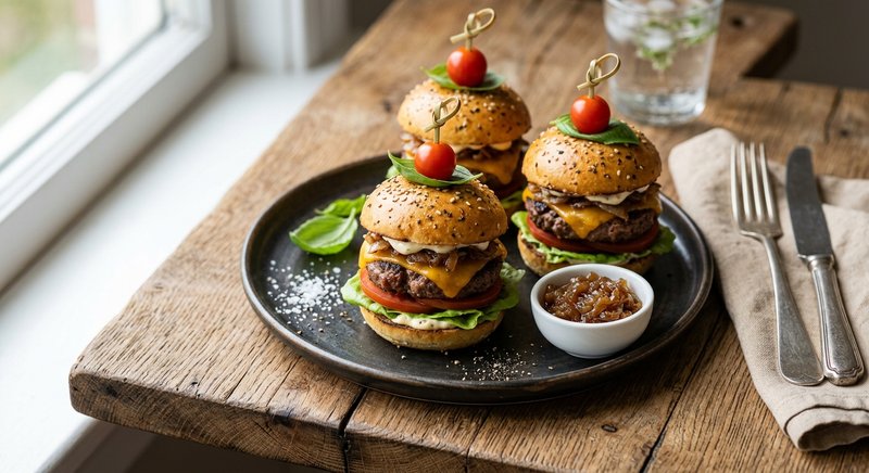Gluten-Free Mini Beef Sliders on Buns — party and appetizers recipe, serves 8