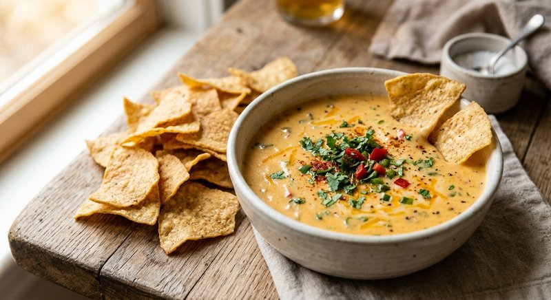 Gluten-Free Queso Dip with Corn Chips — party and appetizers recipe, serves 8