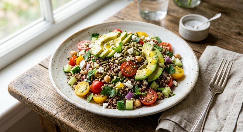 Gluten-Free Hearty Quinoa Salad Bowl — salads and sides recipe, serves 4