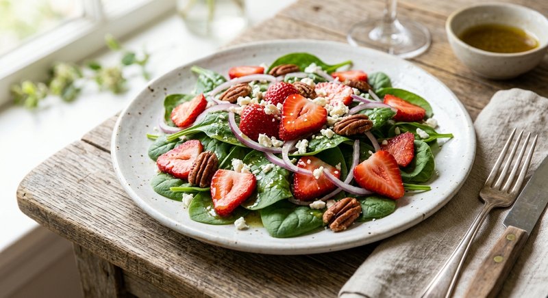 Gluten-Free Strawberry Spinach Salad — salads and sides recipe, serves 4