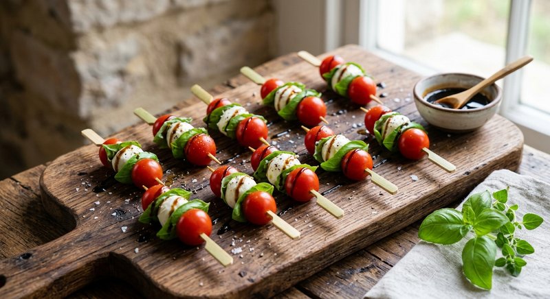 Gluten-Free Caprese Skewers — snacks recipe, serves 4